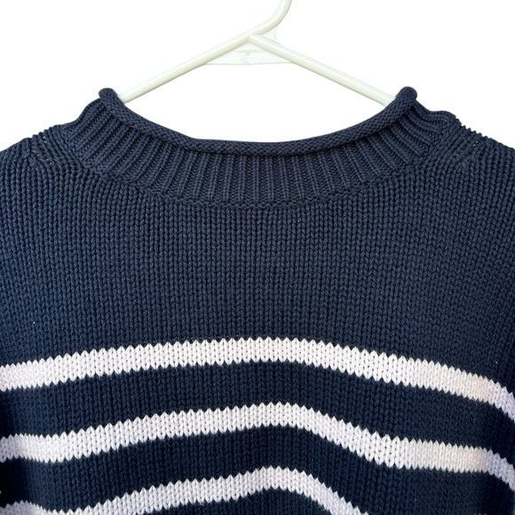J. Crew Heritage Cotton Rollneck Sweater - Size Small - Navy Blue & White Stripe - Picture 8 of 13